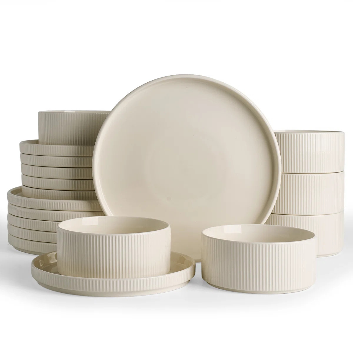 18 Pieces Porcelain Dinnerware Set, Milky White | Wayfair North America