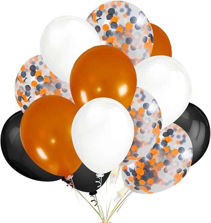 30Pcs Halloween Balloons and 12Pcs Halloween Confetti Balloons Orange & Black- Halloween Party De... | Amazon (US)