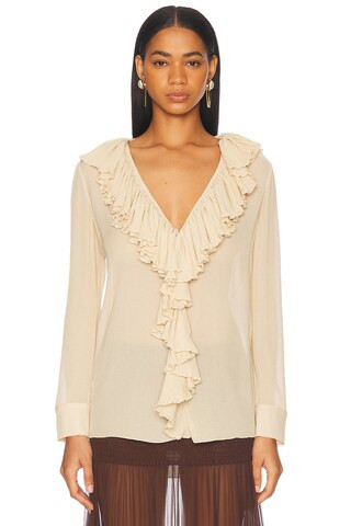 Long Sleeve Ruffle Blouse | FWRD 