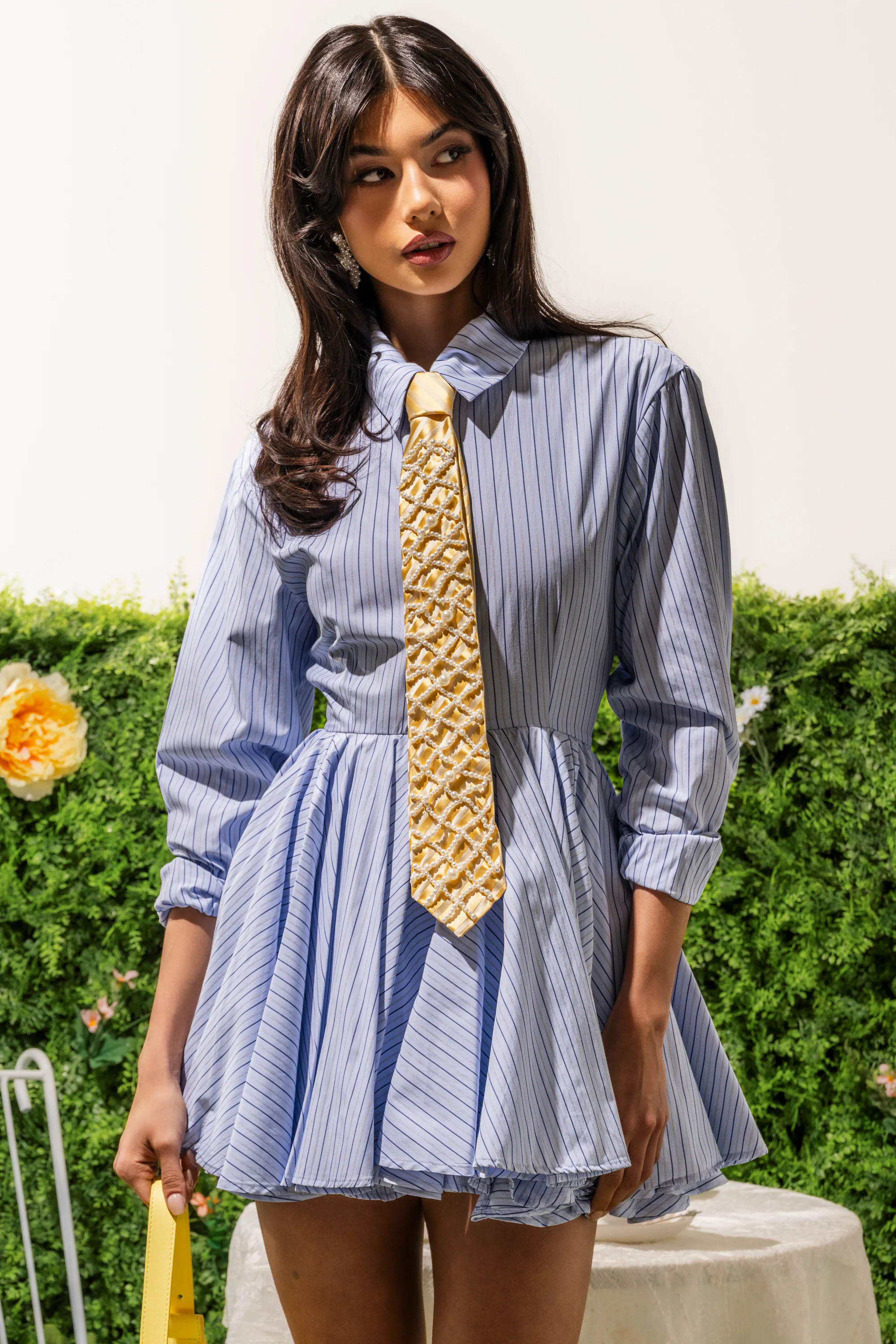 HAPPY HOUR PINSTRIPE MINI DRESS | AKIRA