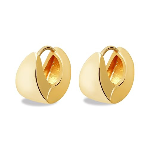 Chunky Gold Hoop Earrings - 14k Gold Thick Statement Huggie Earrings - Trendy Hypoallergenic Fashion Earrings (Triangle Hoop) | Amazon (US)