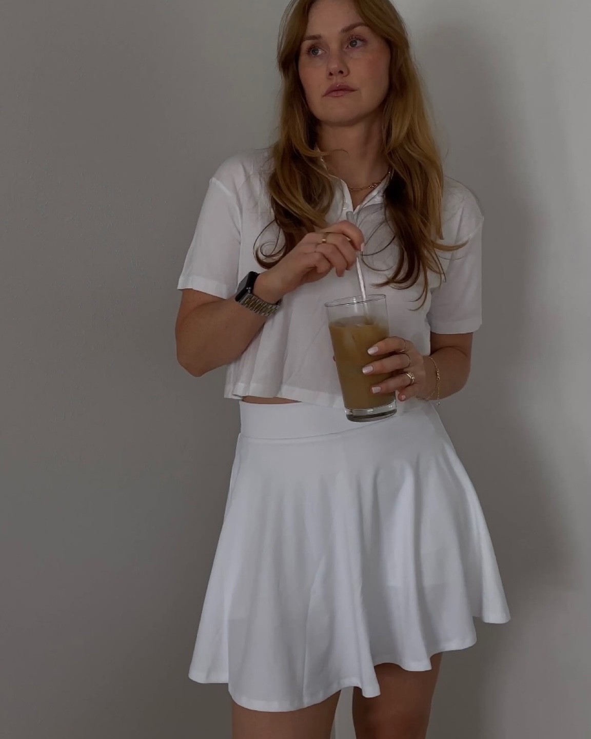 all-white fit, even after Labor Day 🤪 love all the ways I can style this crop polo and tennis skirt for fall ! 

#LTKstyletip #LTKfit #LTKsalealert