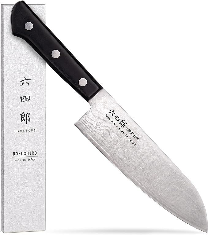 ROKUSHIRO Santoku Knife 6.7-Inch (170mm), 37-Layer VG10 Damascus Hammered Kitchen Chef Knife, Hig... | Amazon (US)