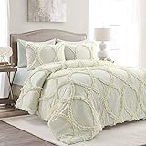 Lush Decor Ivory Riviera 3-Piece Comforter Set, Luxury Bedding (Queen) | Amazon (US)