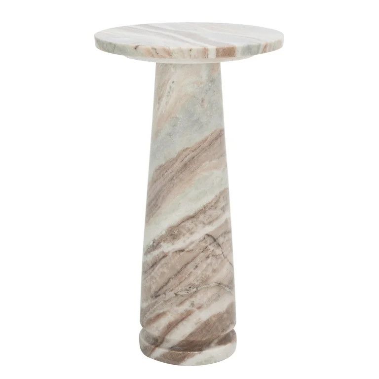 Safavieh  Couture Valentia Round Marble Accent Table White/Brown 10 IN W x 10 IN D x 18 IN H | Walmart (US)