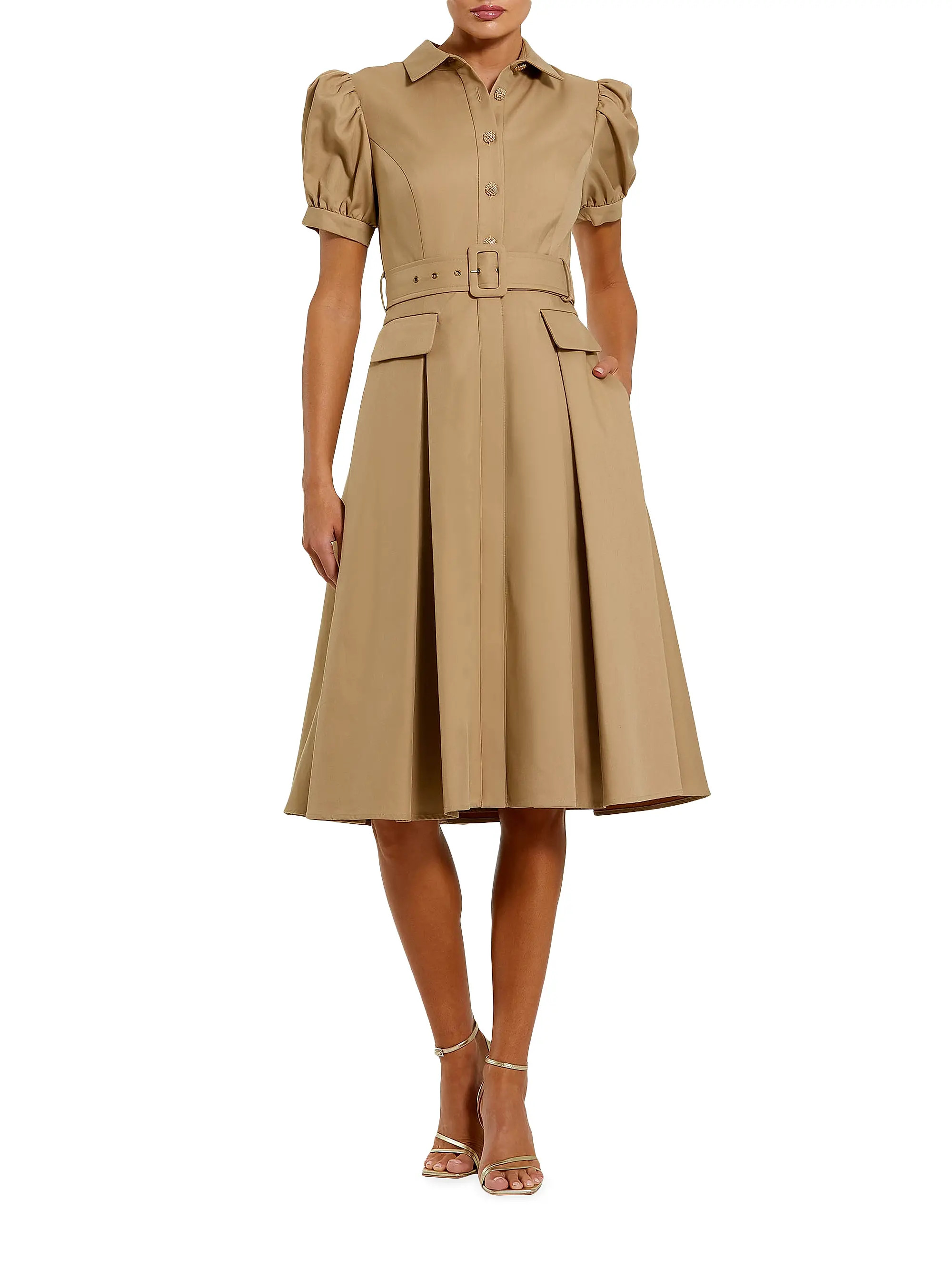 Cocktail Twill Belted Midi-Dress | Saks Fifth Avenue