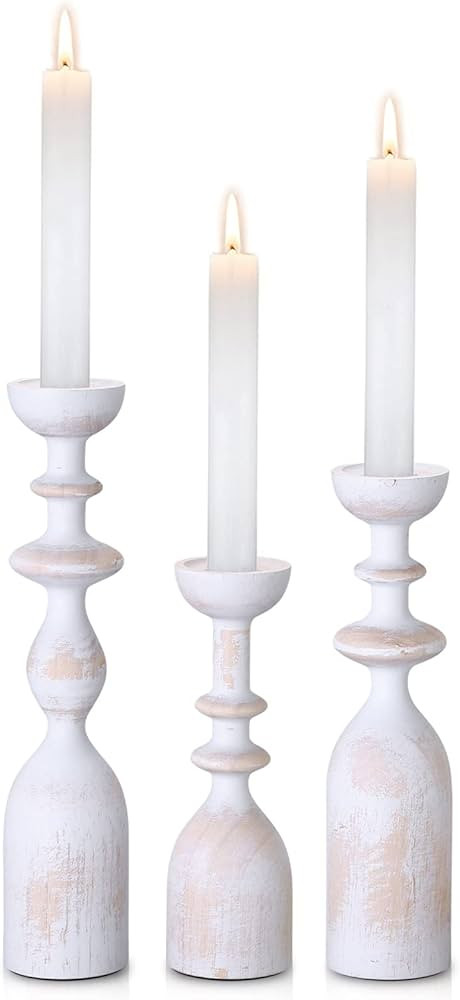 Wood Candle Holder Candlestick Holders for Table Centerpiece - Rustic Farmhouse Decor Candle Stan... | Amazon (US)