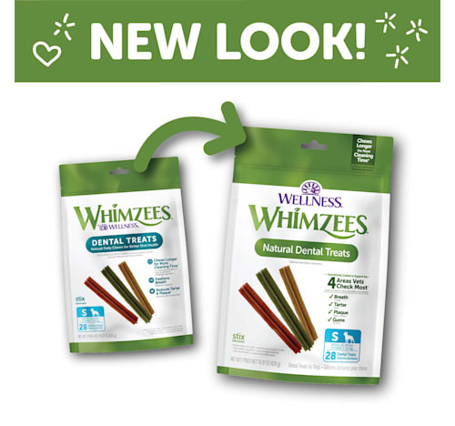 Whimzees by Wellness Stix Natural Grain Free Small Dental Chews for Dogs, 14.81 oz., Count of 28 | Petco