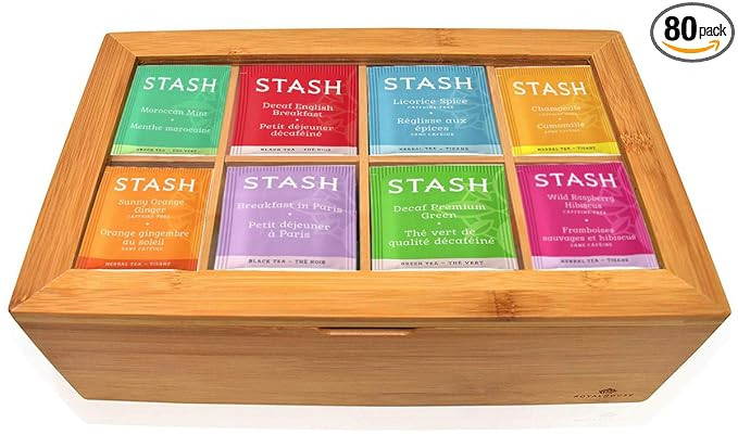 Stash Tea Bags Sampler Assortment Box - 80 COUNT - Perfect Variety Pack in Bamboo Gift Box - Gift... | Amazon (US)