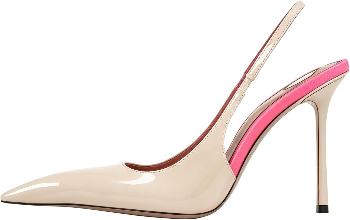 Slingback Heels for Women Pointed Close Toe Two Tone Stiletto High Heels Backless Patent Leather ... | Amazon (US)