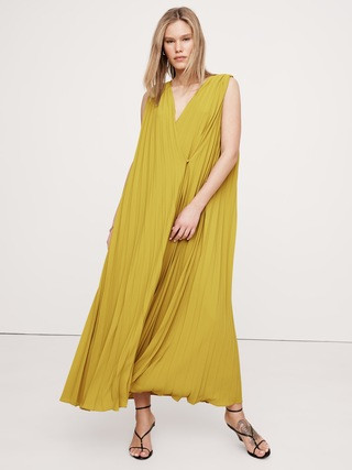 Pleated Cape Maxi Dress | Banana Republic (US)