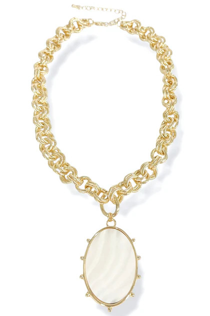 Take A Moment Gold Oval Pendant Necklace | The Willow Tree
