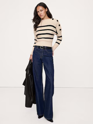 Cotton Button-Shoulder Sweater | Banana Republic (US)