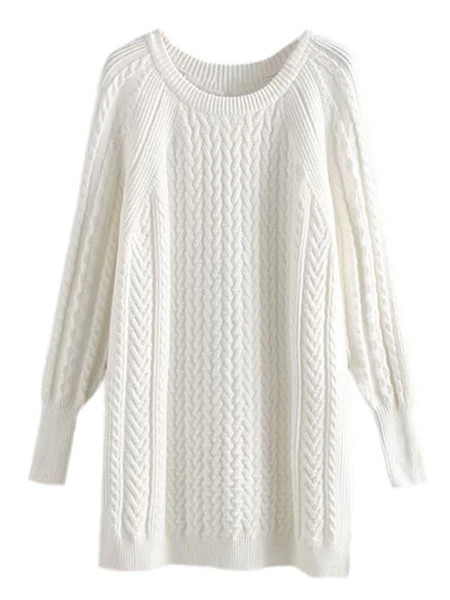 'Cayla' Crewneck Cable Knit Sweater Dress | Goodnight Macaroon