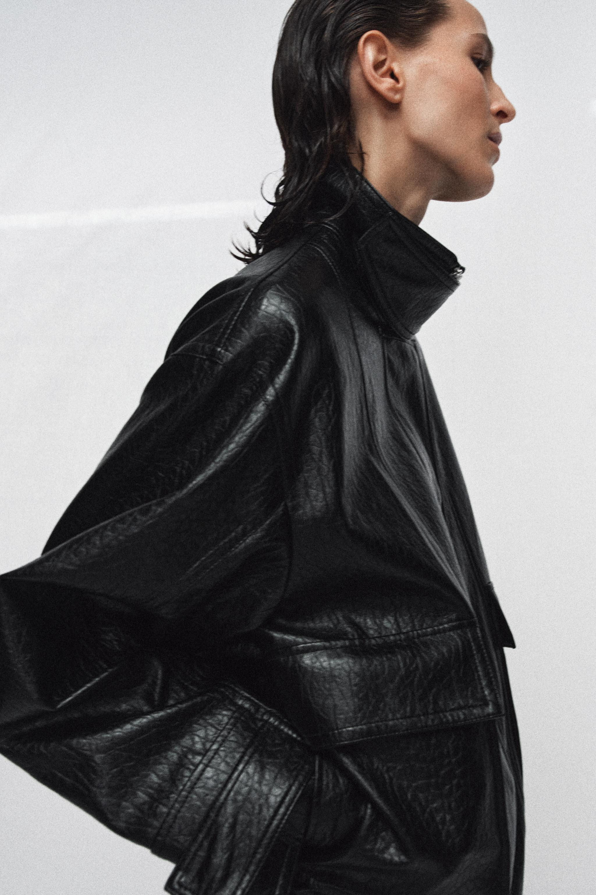 ZW COLLECTION OVERSIZED FAUX LEATHER JACKET | Zara US
