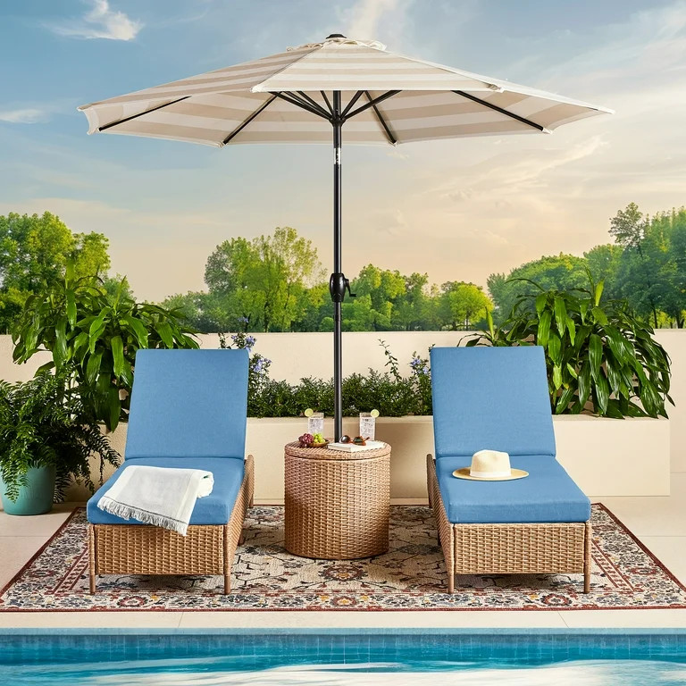Mainstays Chelsea Outdoor Patio Steel Chaise Lounge,Blue | Walmart (US)