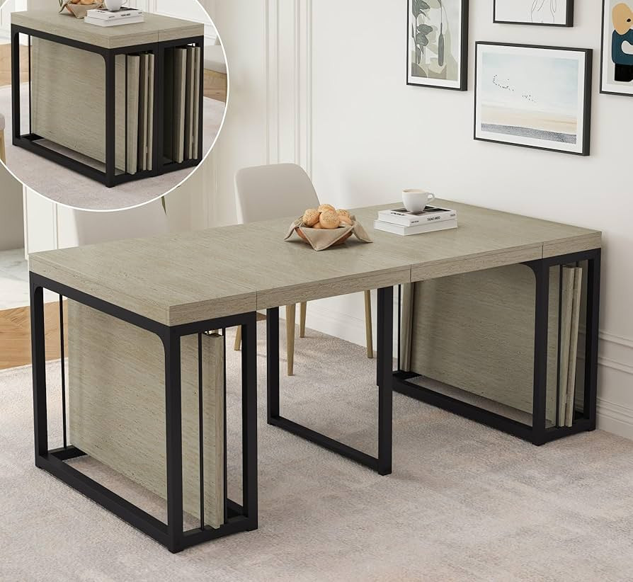 KEIKI 23.62" - 118" L Extendable Foldable Dining Room Table for 2-10 People, Wood Modern Rustic R... | Amazon (US)