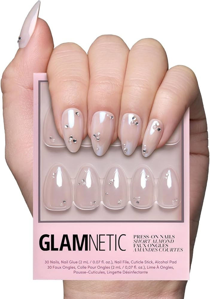 Glamnetic Press On Nails - First Dance | Short Almond Fake Nails with 3D Nail Art for Weddings, G... | Amazon (CA)