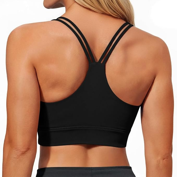 Aoysky Y Back Sports Bras for Women Padded Racerback Yoga Sports Bra Ruched Light Impact Buttery ... | Amazon (US)