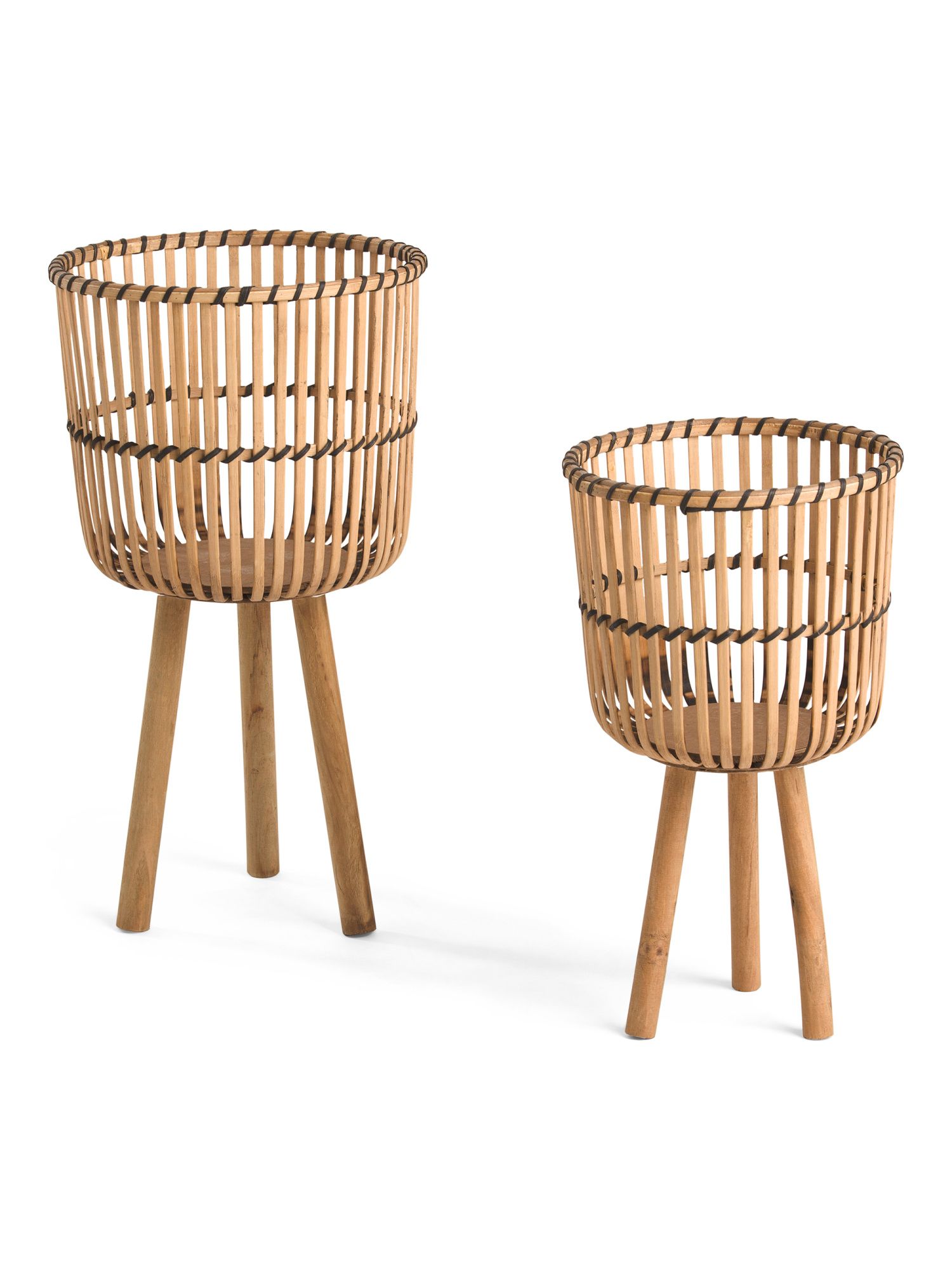 Set Of 2 Wicker Footed Planters | TJ Maxx