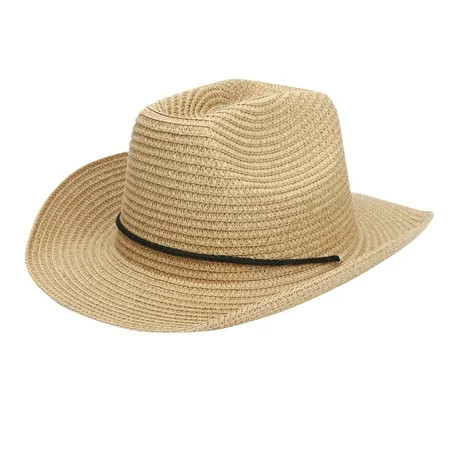 Male Summer Vintage Western Cowboy Hat Solid Drawstring Sunscreen Beach Weave Hat Cowboy Hat 7 3/8 W | Walmart (US)