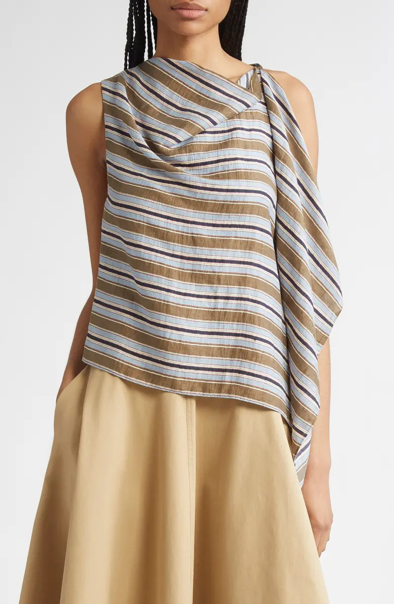 Lota Stripe Side Drape Sleeveless Top | Nordstrom