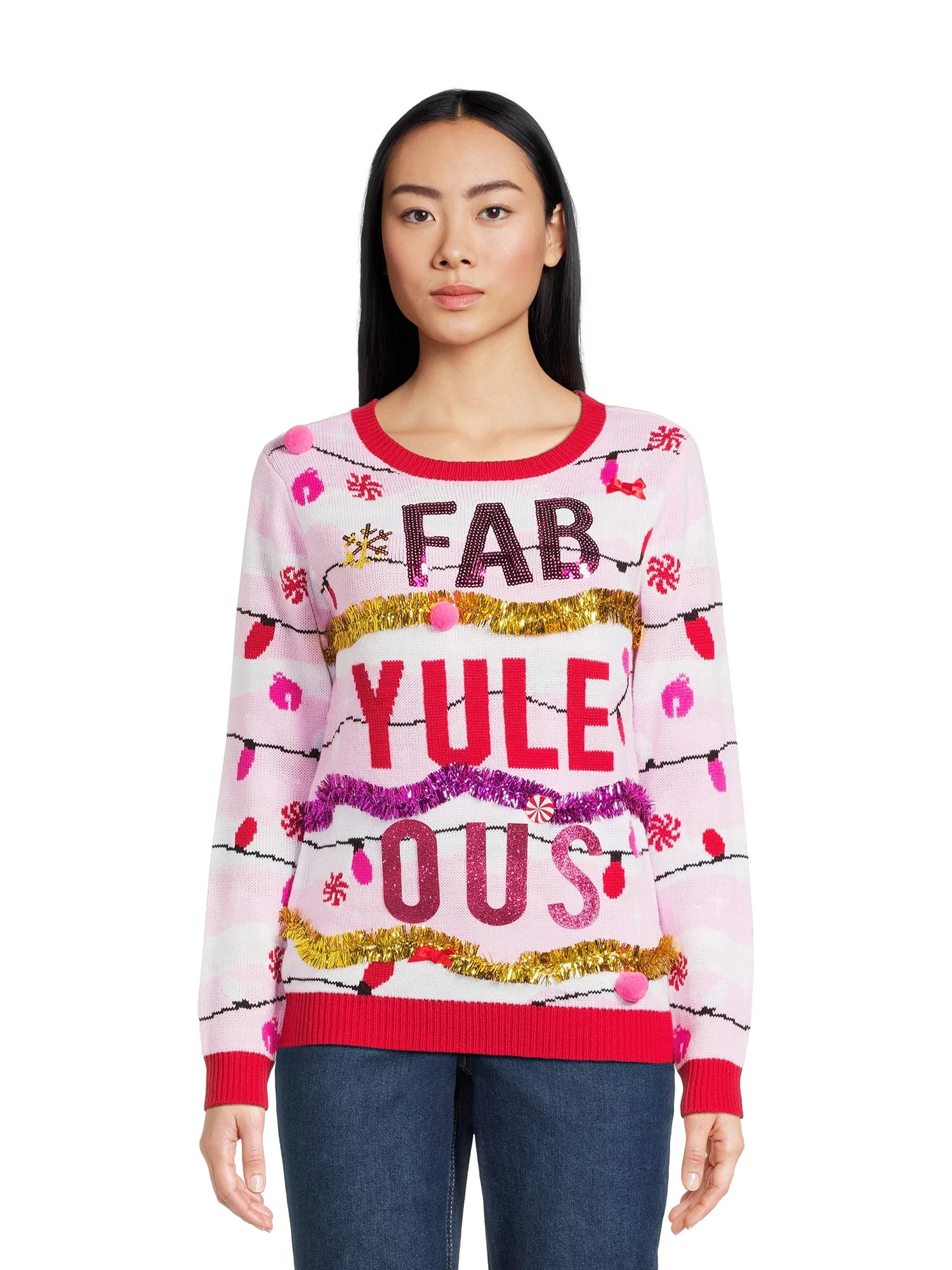 No Boundaries Juniors Christmas Sweater, Midweight, Sizes XS-XXXL | Walmart (US)