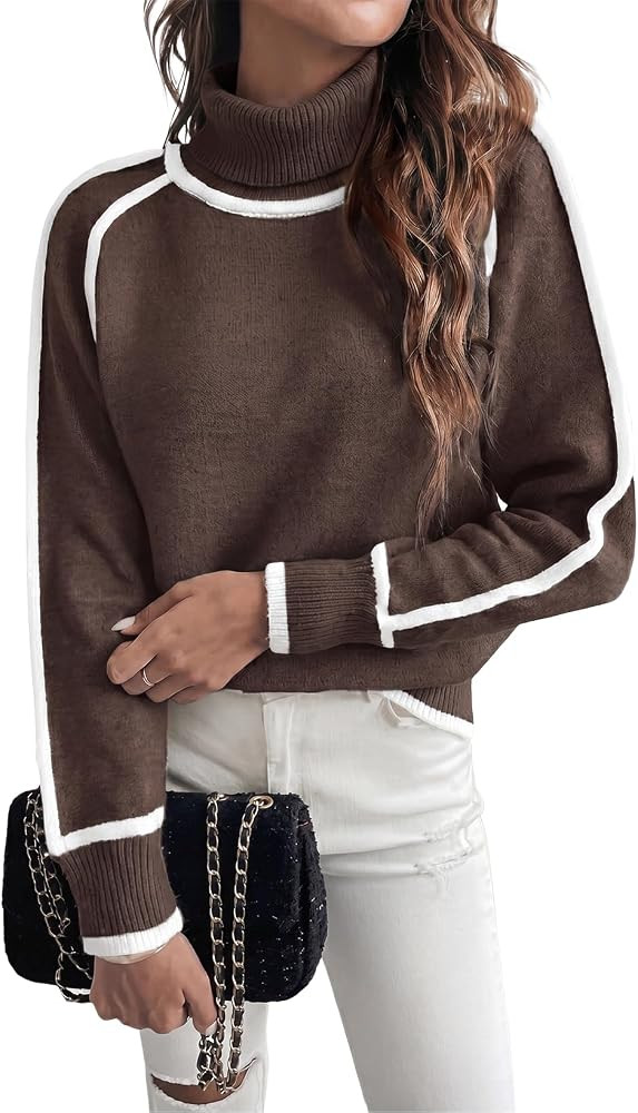EVALESS Sweaters for Women Fall Winter Cozy Turtleneck Sweater | Amazon (US)