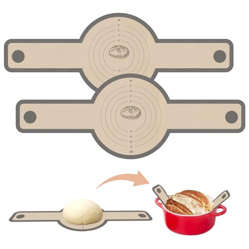 Silicone Bread Sling for Dutch Oven, 2 PCS Non-Stick & Easy Clean Reusable Silicone Bread Baking Mats with Long Handles, Easy to Transfer Sourdough Bread | Amazon (US)