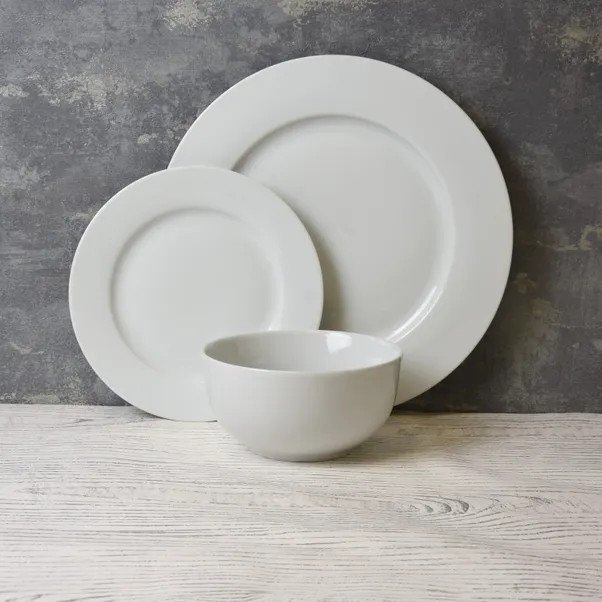 Purity Rim 12 Piece Dinner Set | Dunelm