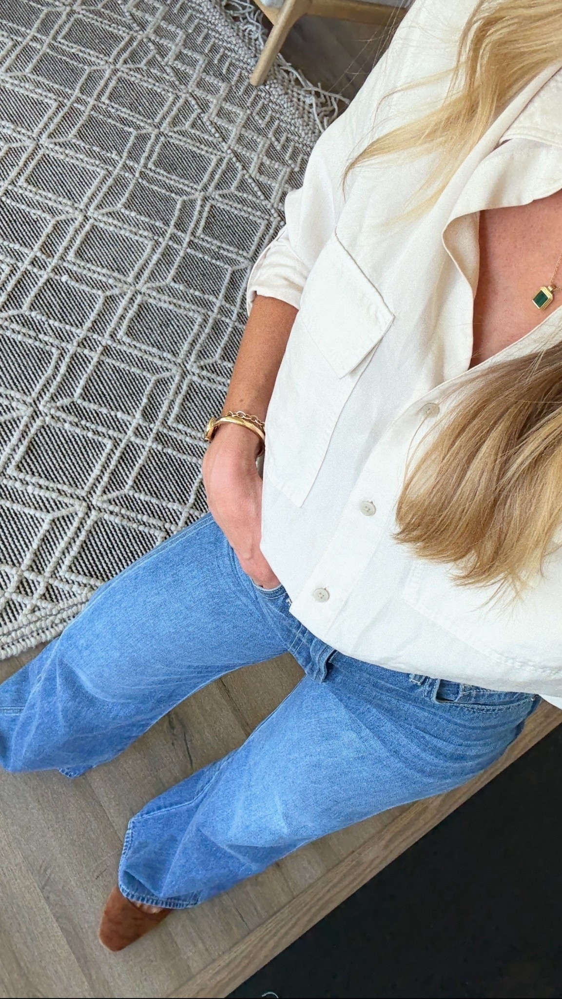 Button up and denim. 
Top: wearing size small
Denim: run TTS

#LTKSeasonal #LTKgrwm #LTKootd