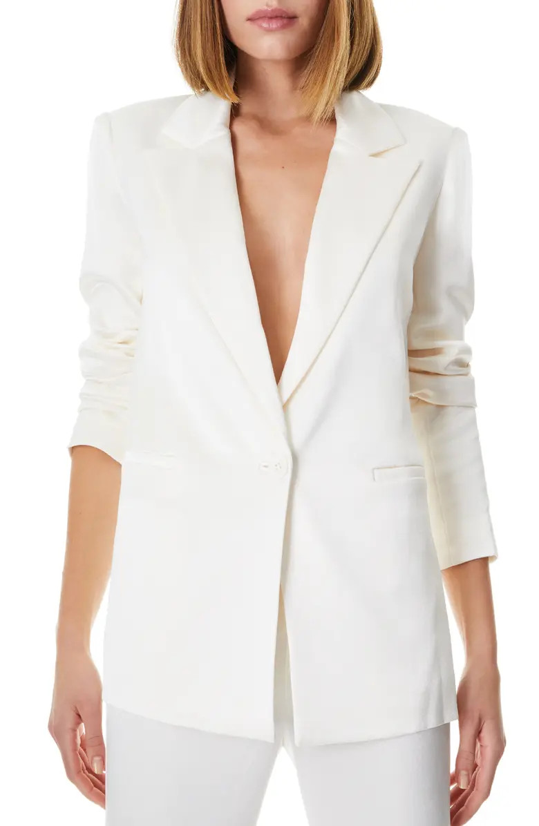 Alice + Olivia Denny Longline Satin Boyfriend Blazer | Nordstrom | Nordstrom
