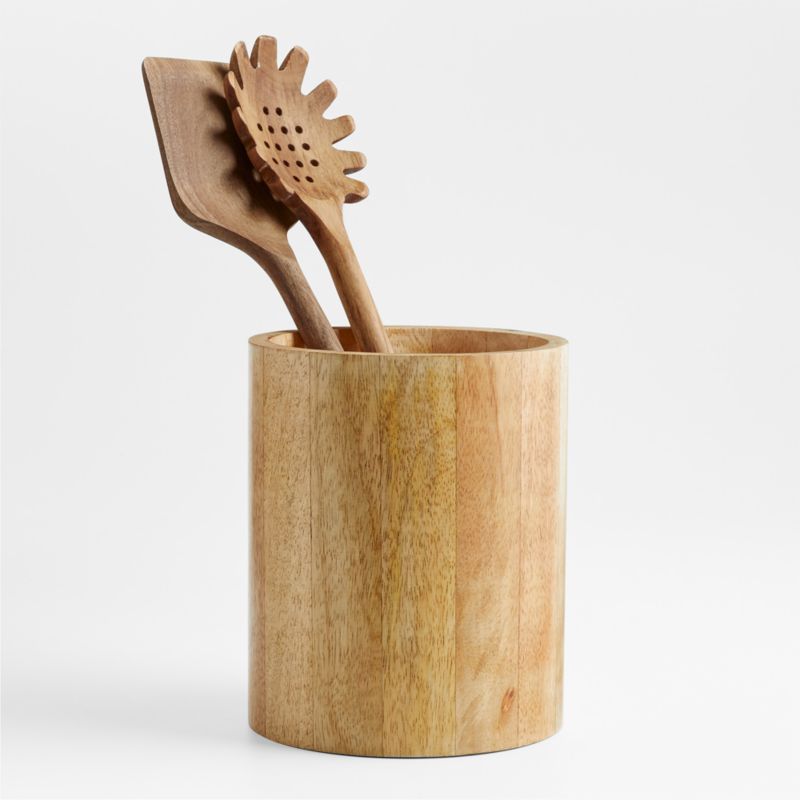 Mango Wood Utensil Holder + Reviews | Crate & Barrel | Crate & Barrel