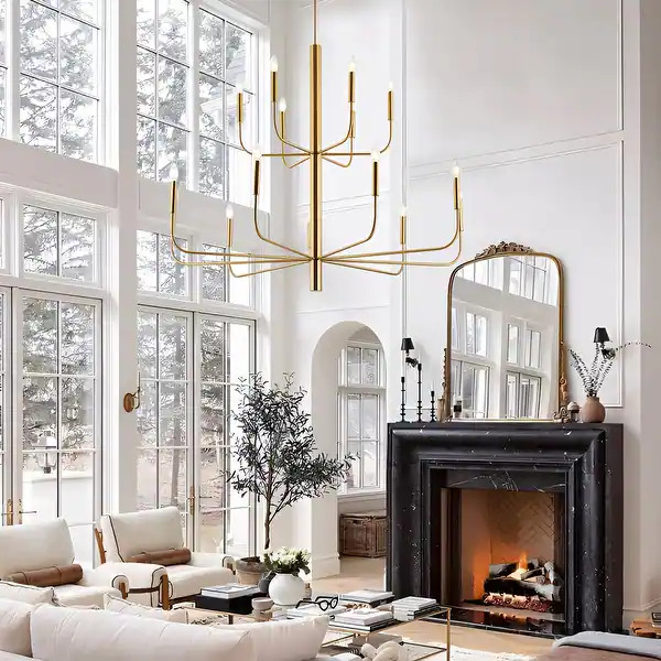 15-Light Minimalist Candlestick Chandelier, 2 Tier Ancient Design - 48 - Brass/Gold | Bed Bath & Beyond