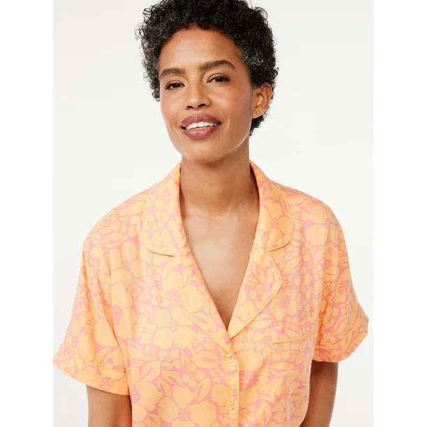 Joyspun Women's Notch Collar Twill Sleep Shirt, Sizes S to 3X | Walmart (US)