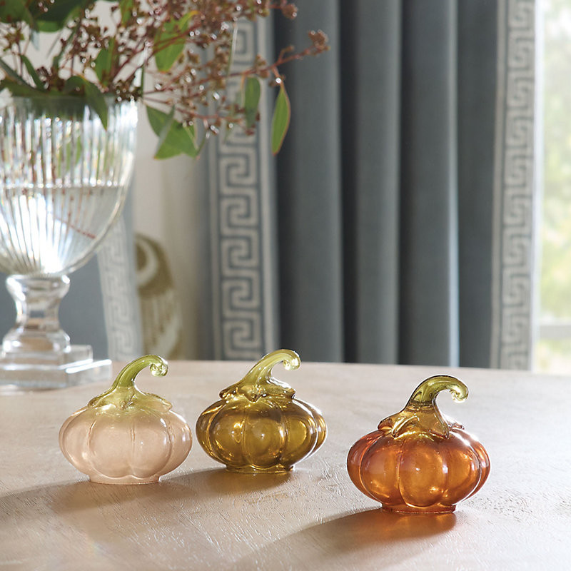 Set of 3 Mini Glass Pumpkins  - Ballard Designs | Ballard Designs, Inc.