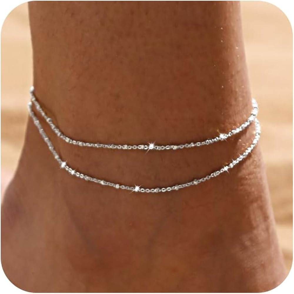 LEXODY Silver/Gold Anklets for Women, Sterling Silver Evil Eye Ankle Bracelets for Women Trendy D... | Amazon (US)
