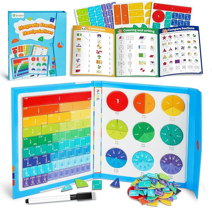 D-FantiX Magnetic Fraction Educational Puzzle, Magnetic Fraction Tiles & Fraction Circles Set, Ma... | Amazon (US)