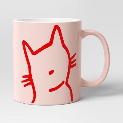 15oz Stoneware Cat Person Mug Pink - Room Essentials™ | Target