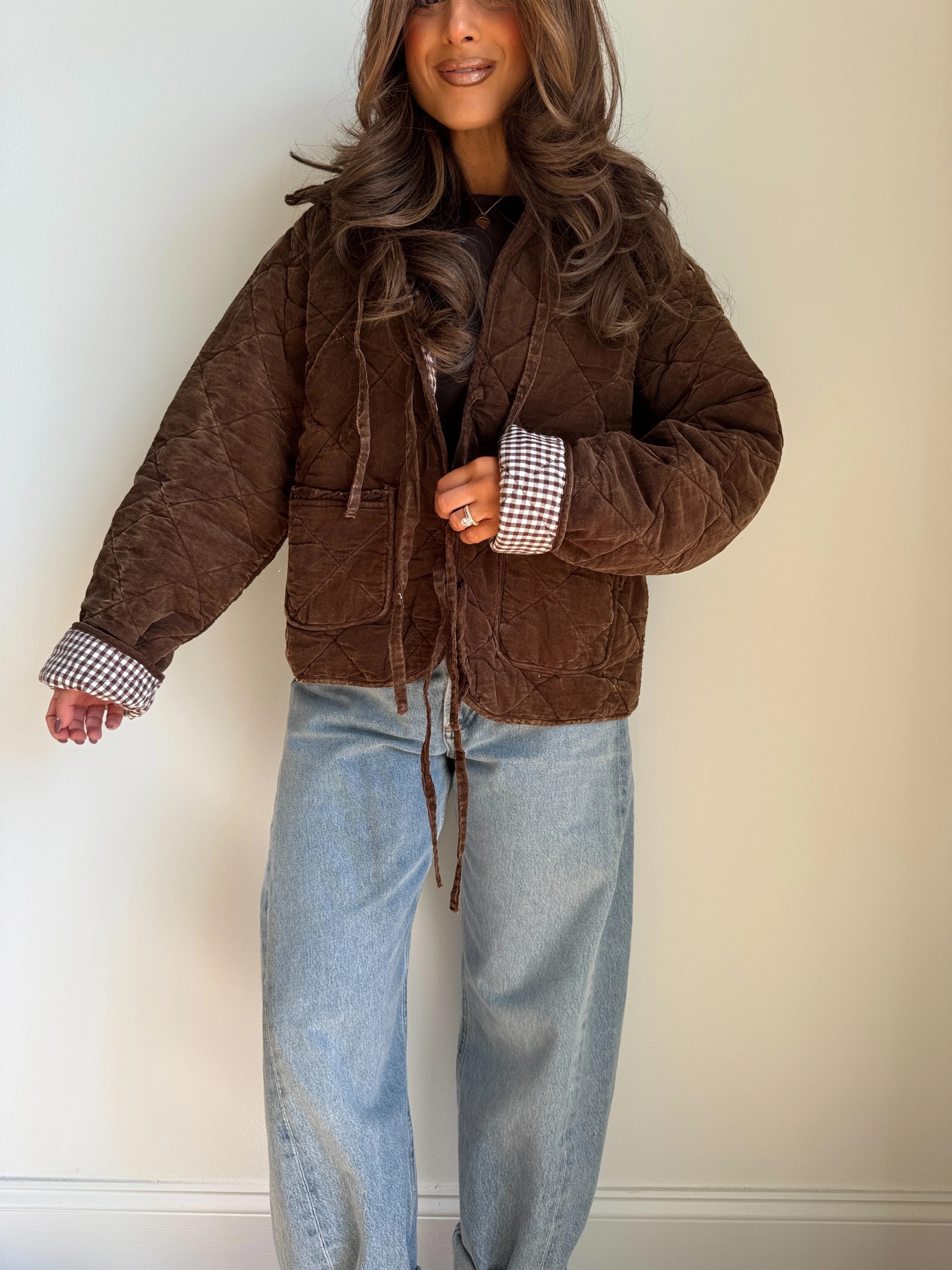 Cocoa Puff Gingham Jacket | Shop Your Darling Style