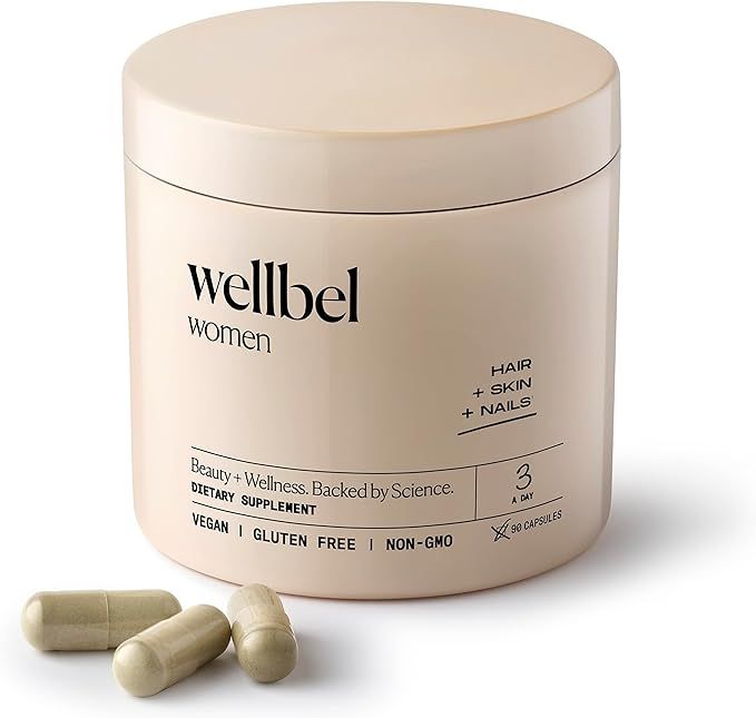 WELLBEL Women Clean Supplement for Hair, Skin, and Nails, Vegan, Gluten Free and Non GMO 90 Count | Amazon (US)