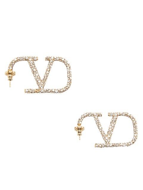 VLogo Crystal-Embellished Earrings | Saks Fifth Avenue