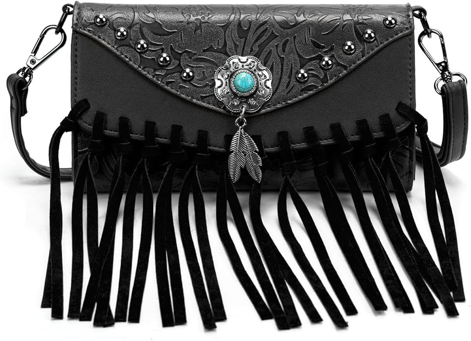 Small Crossbody Bags for Women Crossbody Handbag Fringe Purse Tassel Shoulder Bag Turquoise Conch... | Amazon (US)
