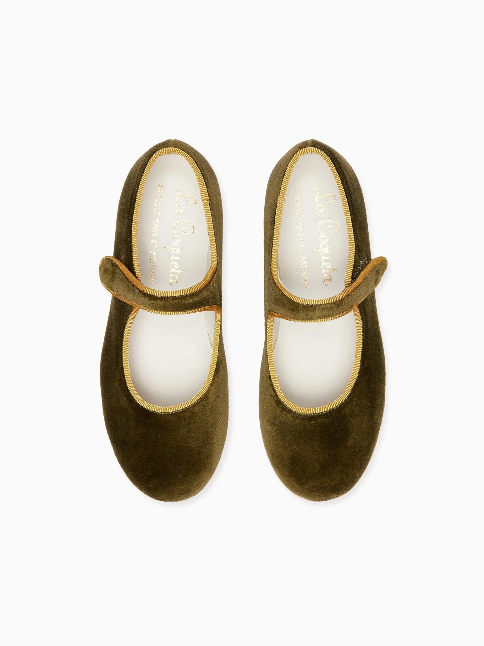 Olive Velvet Girl Mary Jane Shoes | La Coqueta (US)