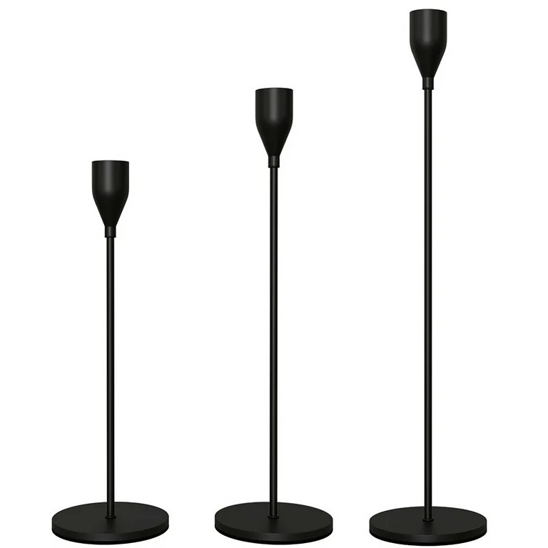 FSyueyun Matte Black Taper Candle Holders, Set of 3 | Walmart (US)