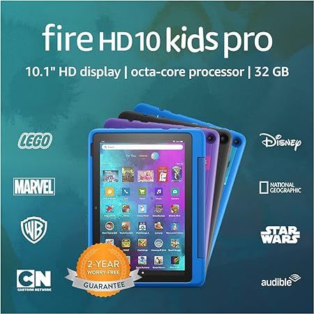 Amazon Fire HD 10 Kids Pro tablet, 10.1", 1080p Full HD, ages 6–12, 32 GB, (2021 release), name... | Amazon (US)