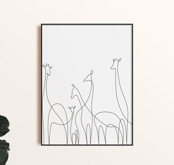 Giraffe Line Art, DOWNLOAD INSTANT, One line art, Minimal Giraffe, Safari Print Art, Giraffe Prin... | Etsy (US)