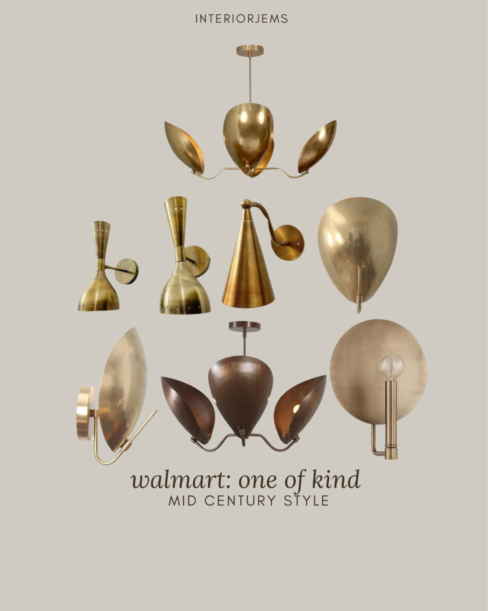 Walmart mid-century wall and ceiling light you probably haven’t seen, love these styles a lot of them you can also find on Etsy, but they’re super affordable on Walmart. I was really surprised at the price on some of these, solid brass lighting from Walmart, bedroom, lighting, living room

#LTKStyleTip #LTKSaleAlert #LTKHome