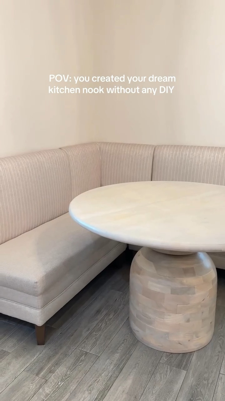 The kitchen nook bench and table of my dreams! #kitchen #kitchennook #table #diningtable #kitchendecor 