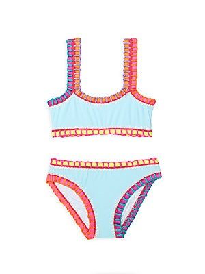 Little Girl's & Girl's Pily Q x Solange Ferrarini2-Piece Rainbow-Embroidered Bikini Set | Saks Fifth Avenue